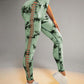 Tie Dye Print Ladder Cutout Sports Yoga Leggings