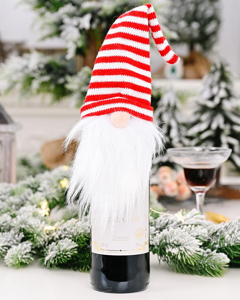 1pc Christmas Gnome Wine Bottle Cover Champagne Wine Bottle Cap Topper Holiday Christmas Decoration Party Ornament