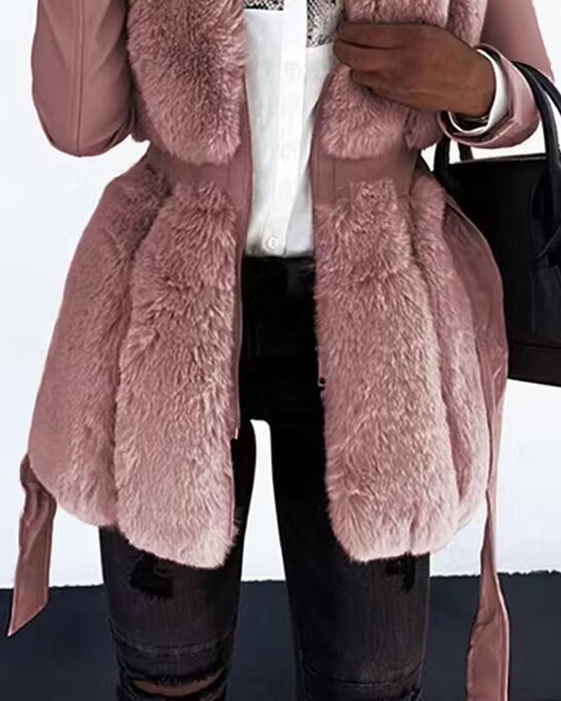 Long Sleeve Hooded Zip Up Warm Fuzzy Coat