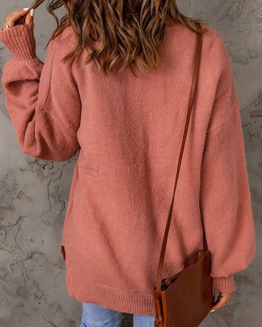 Pocket Design Long Sleeve Knit Sweater