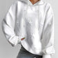 Star Textured Casual Hooded Sweatshirt