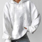 Star Textured Casual Hooded Sweatshirt