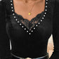 Velvet Beaded Contrast Lace Top