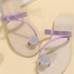 Rhinestone Floral Pattern Toe Ring Beach Flip Flops