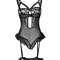 Cutout Backless Lace Garter Teddy With Leg Rings