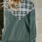 Plaid Print Cable Textured Hooded Sweatshirt