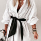 Long Sleeve Tied Detail Casual Shirt Dress With Belt