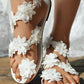 Floral Pattern Toe Ring Beach Sandals