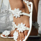 Floral Pattern Toe Ring Beach Sandals