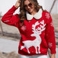 Christmas Reindeer Snowflake Pattern Colorblock Knit Sweater