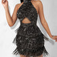 Allover Sequin Tassel Design Party Dress