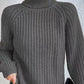 High Neck Long Sleeve Slit Sweater