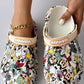 Cartoon Graphic Print Hollow Out Beach Clog Slippers