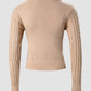 Cutout Front Long Sleeve Cable Knit Sweater