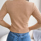 Cutout Front Long Sleeve Cable Knit Sweater