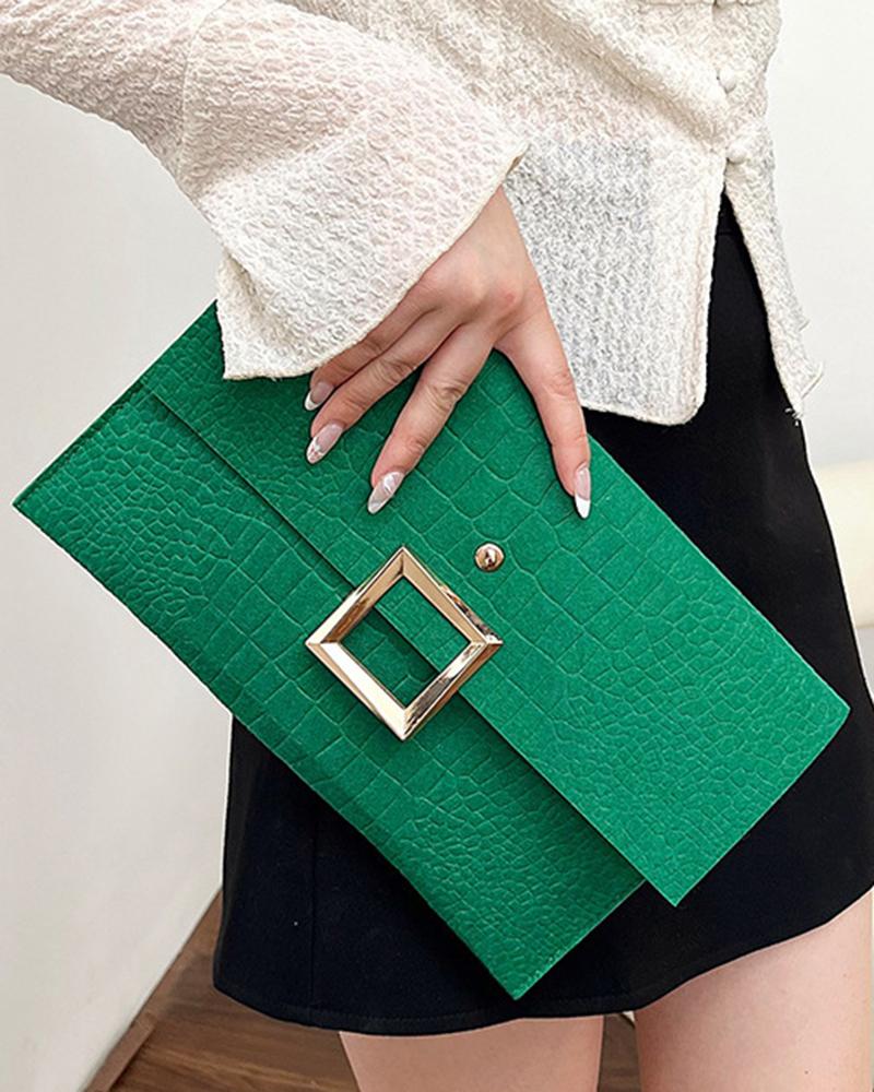 Crocodile Square Magnet Flap Clutch Bag