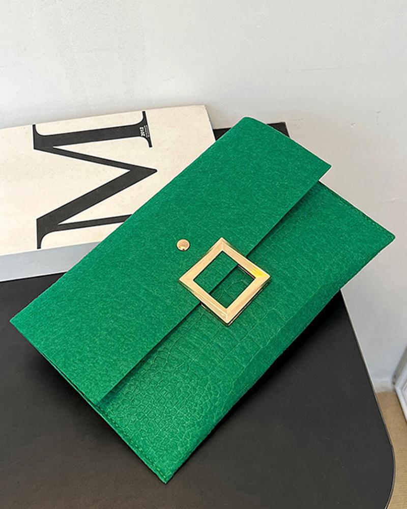 Crocodile Square Magnet Flap Clutch Bag