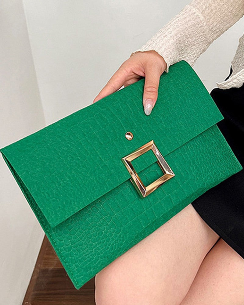 Crocodile Square Magnet Flap Clutch Bag