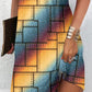 Denim Look Print Rainbow Ombre Notch Neck Casual Dress