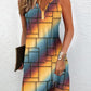 Denim Look Print Rainbow Ombre Notch Neck Casual Dress