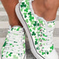 St. Patrick's Day Clover Print Ombre Fringe Hem Sneakers