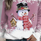 Christmas Snowflake Snowman Print Long Sleeve Top