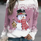 Christmas Snowflake Snowman Print Long Sleeve Top