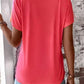 Ombre Notch Neck Buttoned Casual T shirt