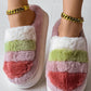 Colorblock Platform Fluffy Winter Thermal Slippers
