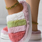 Colorblock Platform Fluffy Winter Thermal Slippers