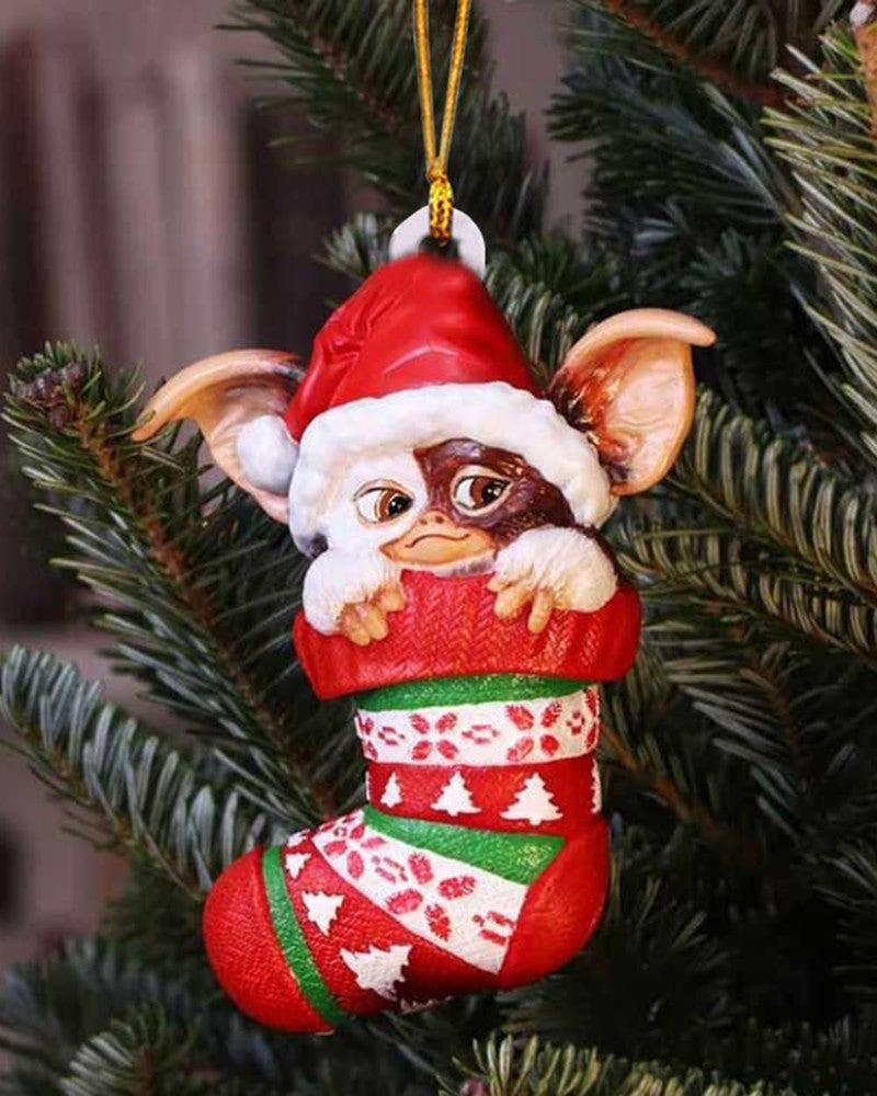 1pc Elf Sock Shaped Acrylic Xmas Ornament Christmas Tree Hanging Decoration