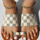 Plaid Pattern Toe Post Casual Slippers