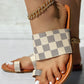 Plaid Pattern Toe Post Casual Slippers
