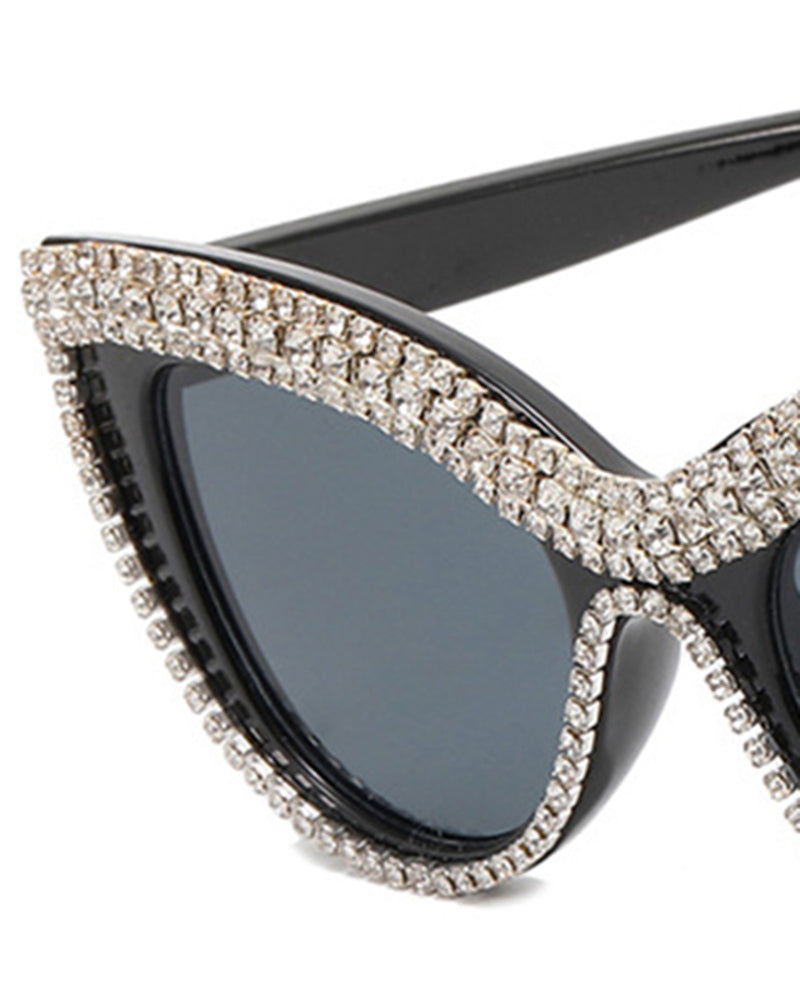 1Pair Rhinestone Cat Eye Frame Eye Glasses Sunglasses