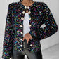 Colorful Allover Sequin Buttoned Coat