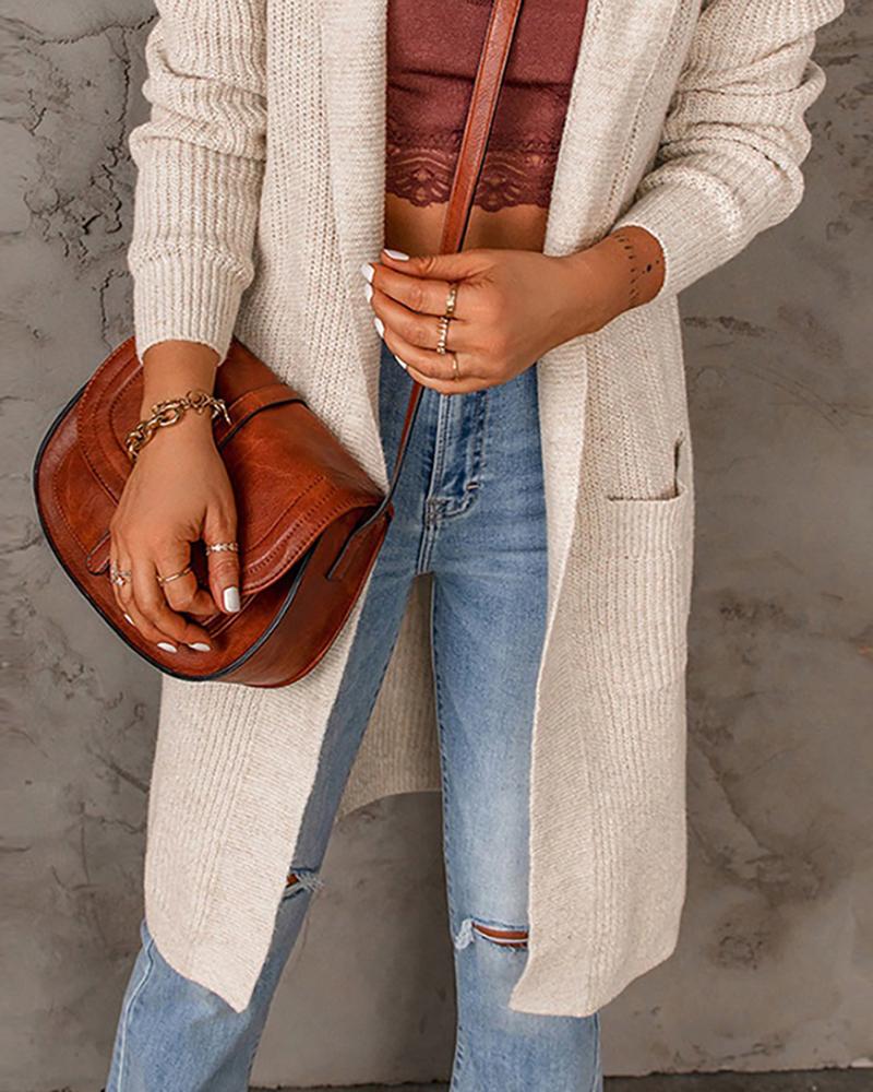 Long Sleeve Pocket Decor Casual Cardigan