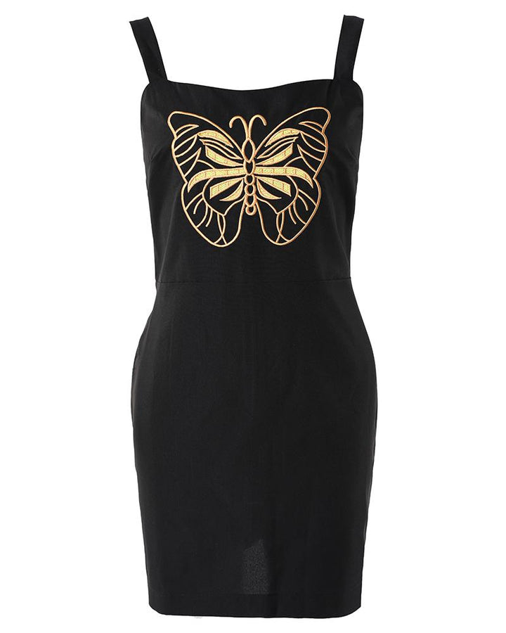 Butterfly Embroidery Sleeveless Casual Dress