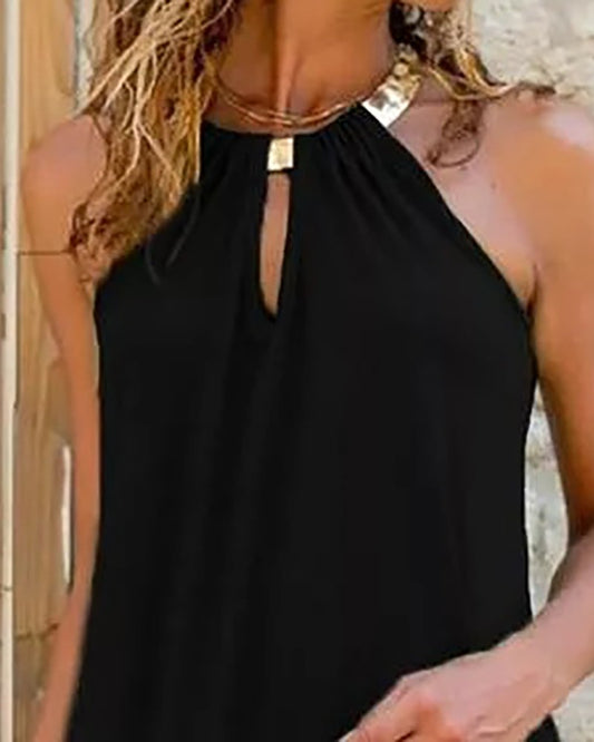 Halter Sleeveless Cutout Casual Dress