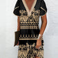 Tribal Print Petal Sleeve Casual Dress