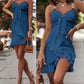 Tied Detail Ruffle Hem Chain Decor Casual Dress