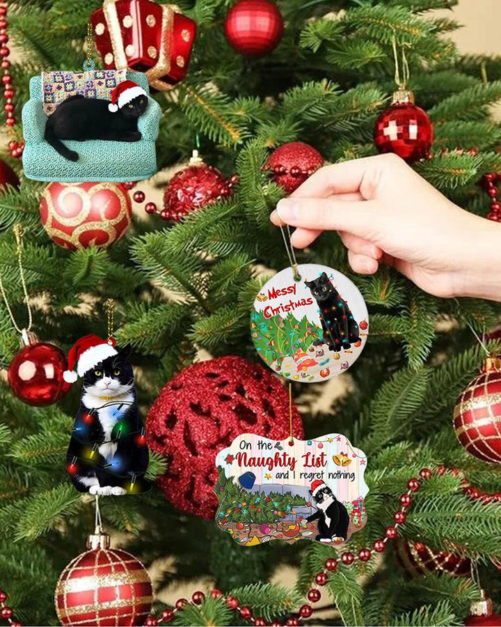1pc Black Cat Graphic Acrylic Xmas Ornament Christmas Tree Hanging Decoration