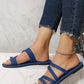 Denim Look Print Multi Strap Summer Beach Slippers