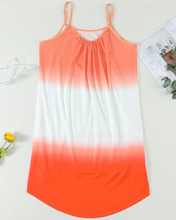 Ombre Ruched Cami Casual Swing Dress