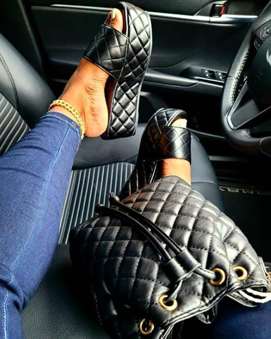 Open Toe Quilted Muffin Slippers