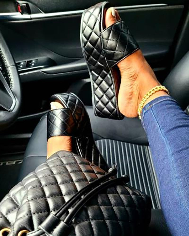 Open Toe Quilted Muffin Slippers