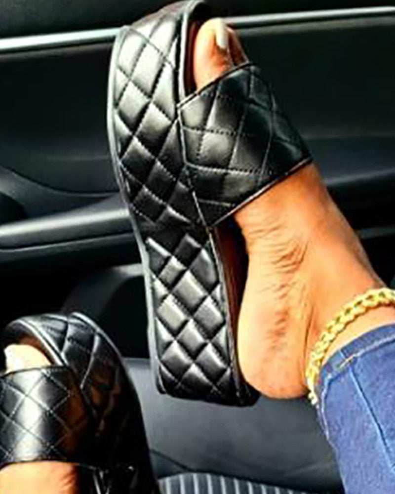 Open Toe Quilted Muffin Slippers