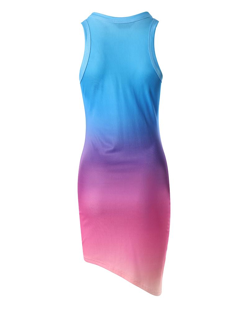 Ombre Ribbed Bodycon Tank Dress