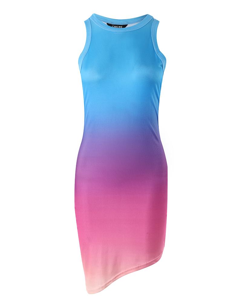 Ombre Ribbed Bodycon Tank Dress