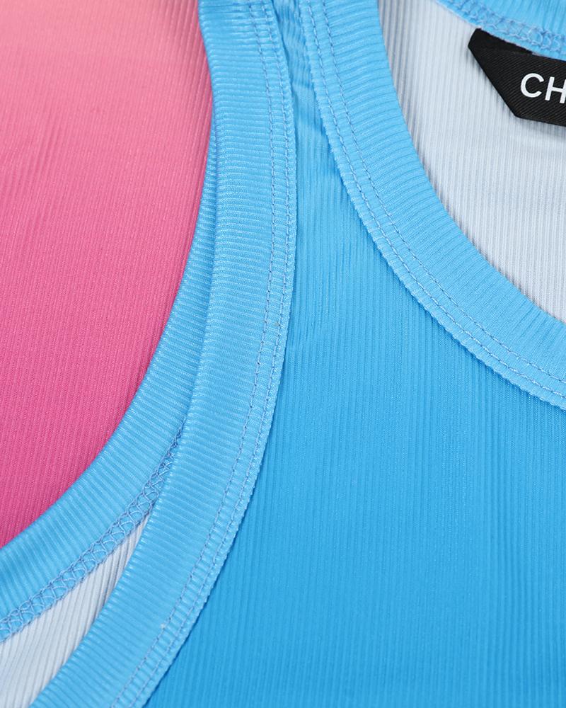Ombre Ribbed Bodycon Tank Dress