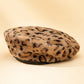 Leopard Fuzzy Winter Beret Cap